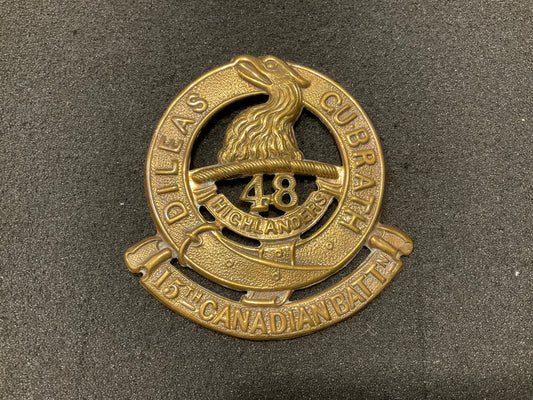 WW1 CEF 15th Battalion, 48th Toronto Highlanders Glengarry badge.