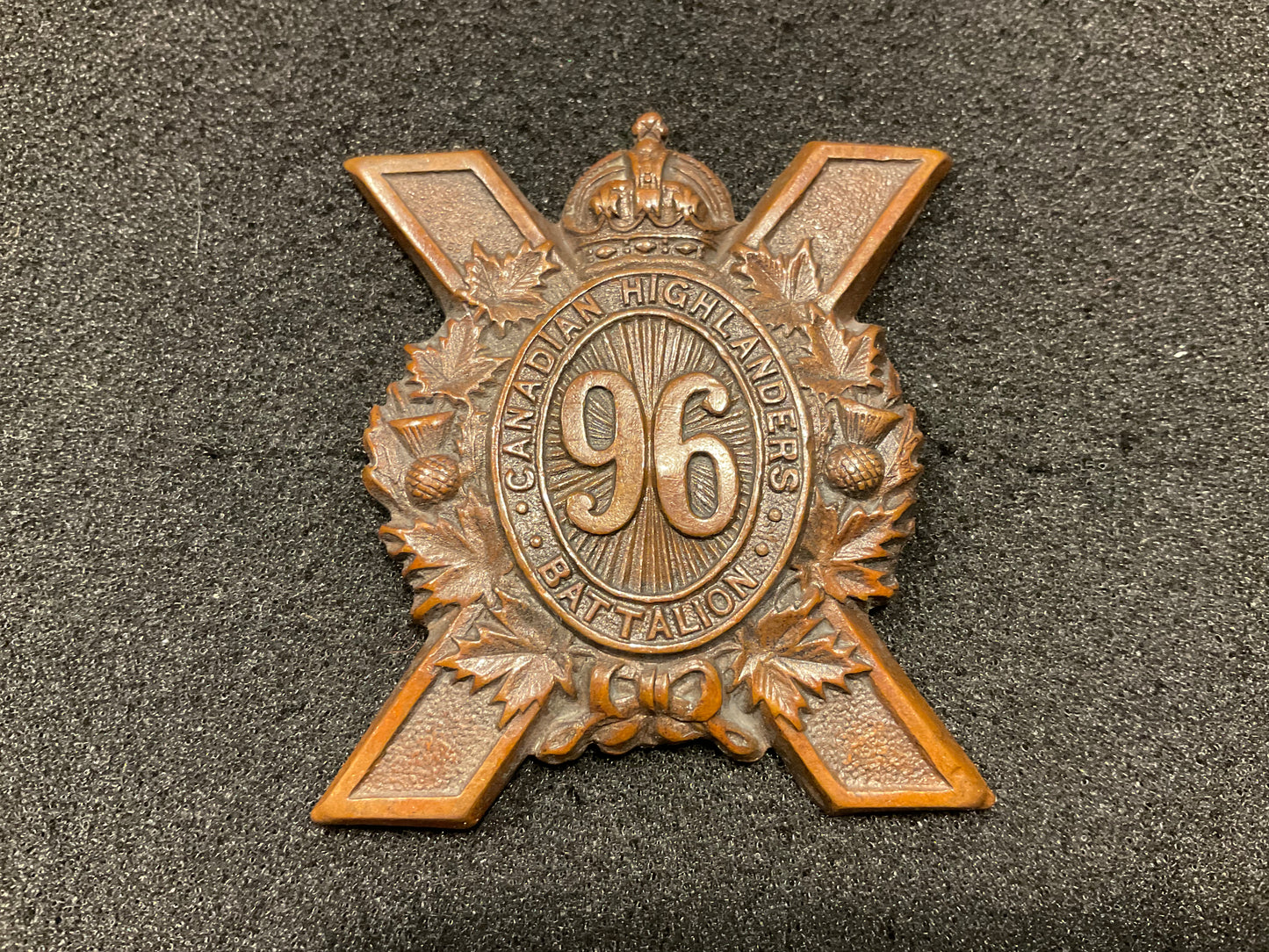 WW1 CEF 96th Battalion (Canadian Highlanders) cap badge by DINGWALL.