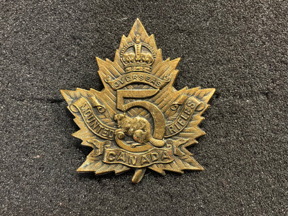 WW1 C.E.F 5th Mounted Rifles (Sherbrooke, Quebec) Cap Badge by Inglis