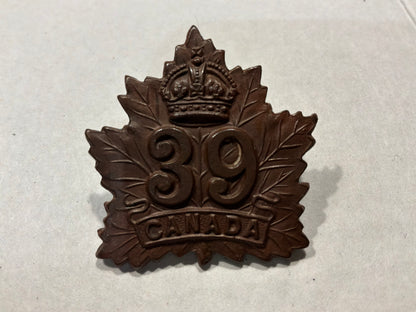 WW1 CEF 39th Belleville, Ontario Battalion cap badge.