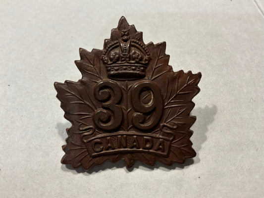 WW1 CEF 39th Belleville, Ontario Battalion cap badge.