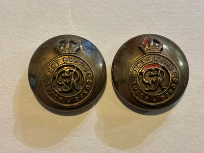 King George V, R.A.S.C 2 part officers hat buttons (15mm size)