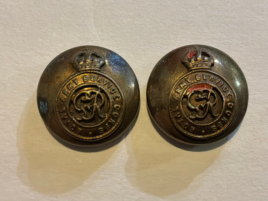King George V, R.A.S.C 2 part officers hat buttons (15mm size)