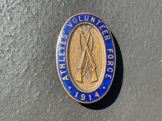 WW1 Athletes’ Volunteer Force 1914 lapel badge, maker marked W.J. Carroll London