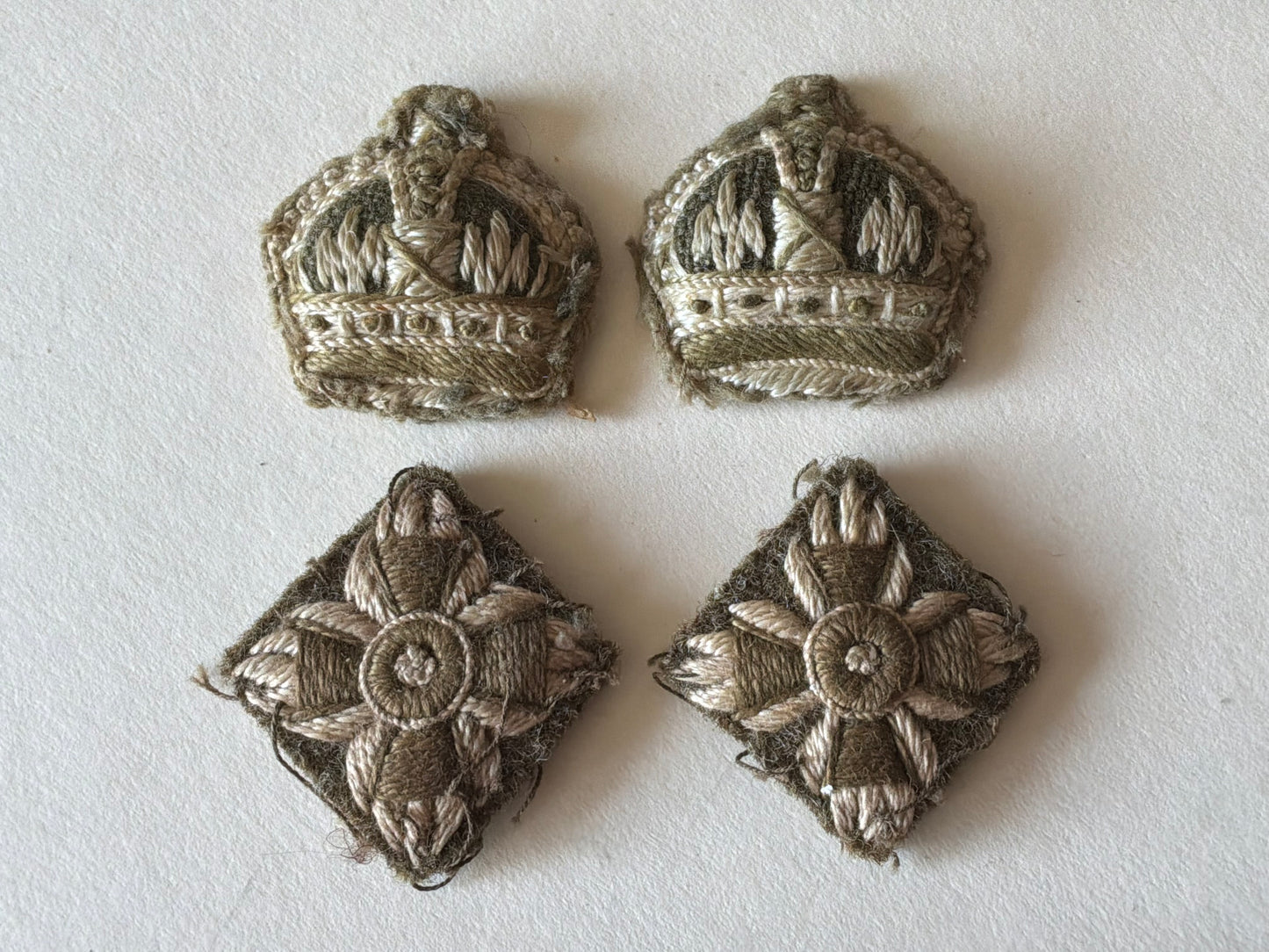 WW2 Indian theatre made Lieutenant Colonels cloth rank badges.