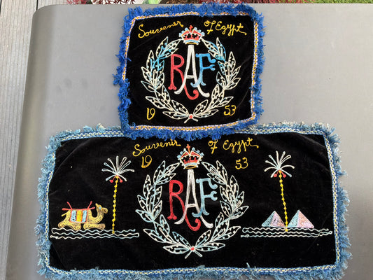 Egyptian bazaar R.A.F souvenir silk textiles, circa 1953