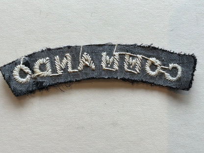 WW2 COMMANDO cloth shoulder title (White letters on dark blue)