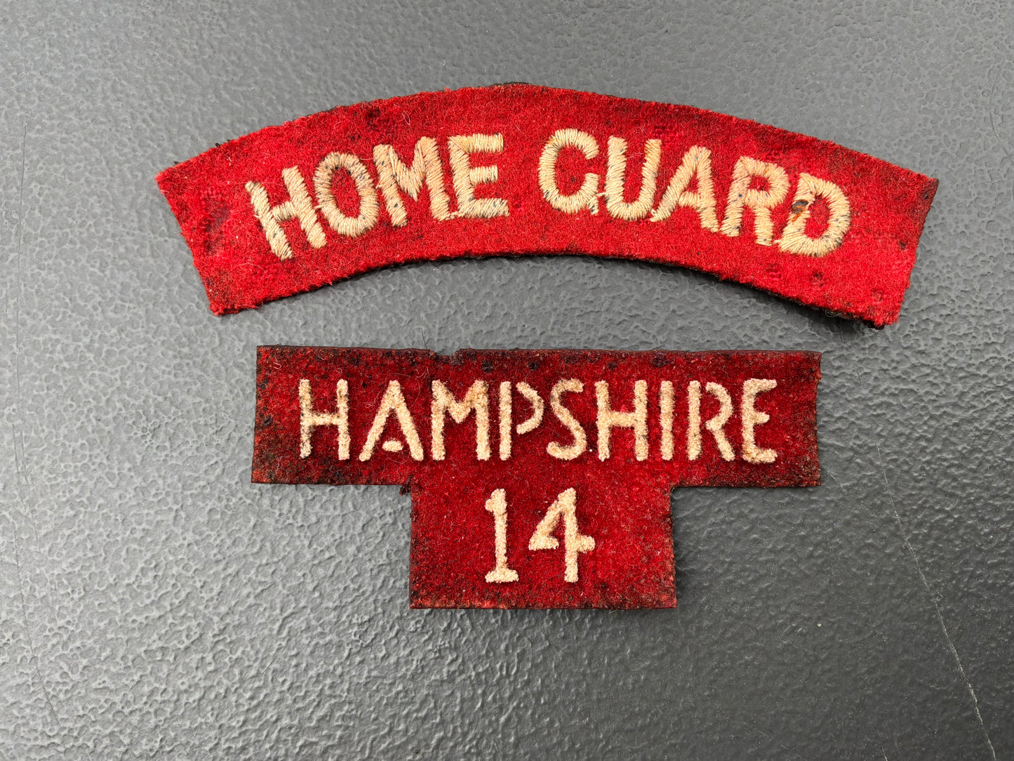 1950s 14 District, Hampshire Home Guard cloth badges.