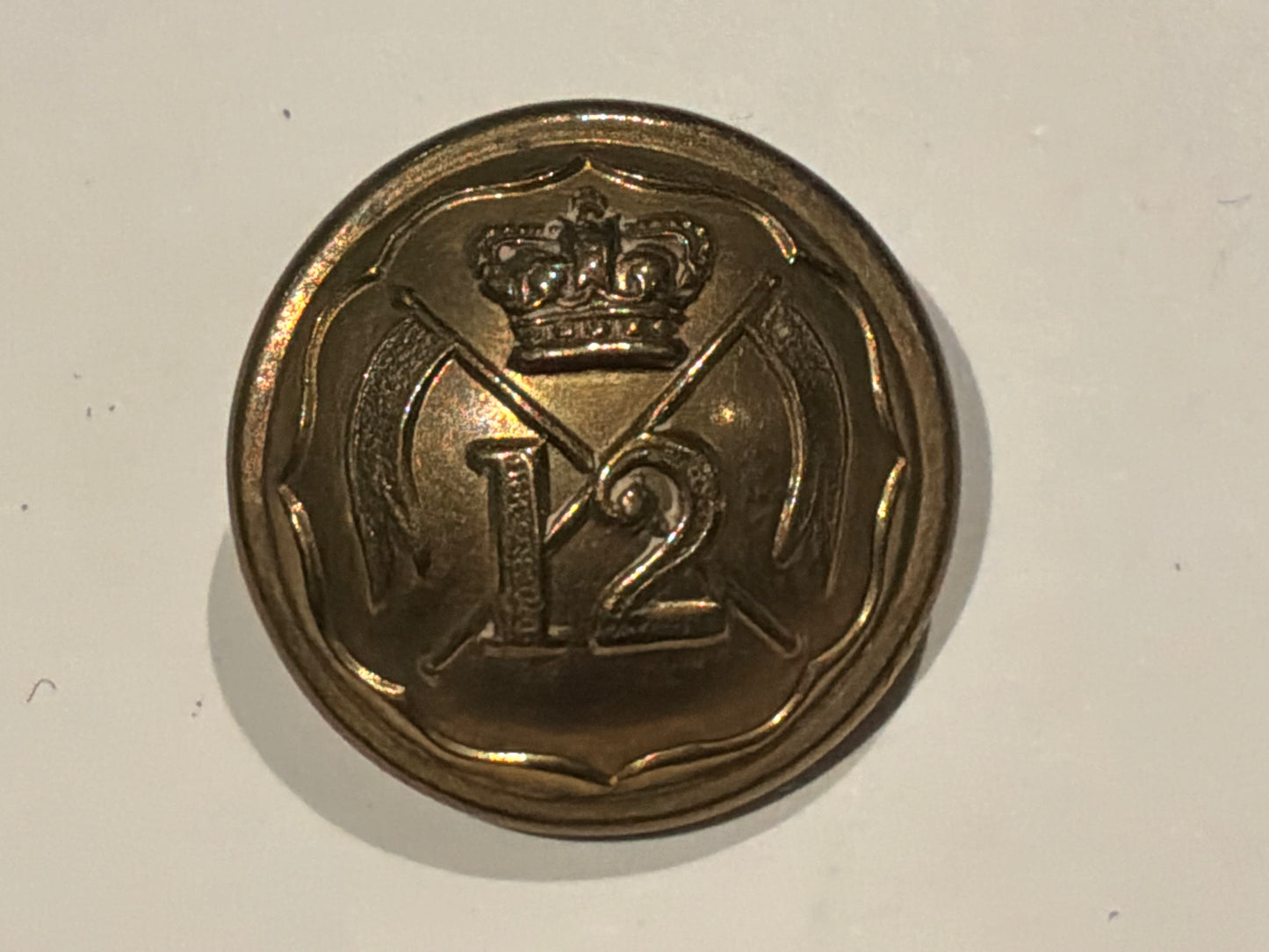 Victorian 12th (Prince of Wales’s Royal) Lancers large 22mm brass button.