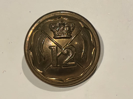 Victorian 12th (Prince of Wales’s Royal) Lancers large 22mm brass button.