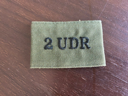 2 UDR (2nd (County Armagh) Battalion HQ cloth shoulder slide.