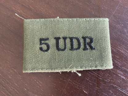 5 UDR cloth slider, 5th (County Londonderry) Battalion HQ Londonderry