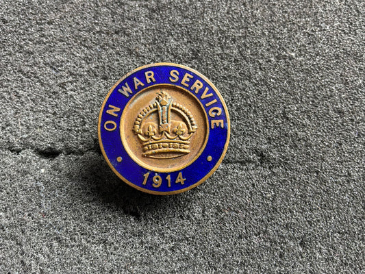 WWI “On War Service 1914” Lapel Badge – by rare maker H.B. Sale Ltd, Birmingham