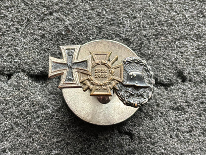 WW1 German miniature set of 3 medals with button hole fixing.