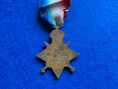 1914-15 Star; 1st day lander Gallipoli, W.J.POWNALL, 1st Bn Essex Regt (W.I.A)
