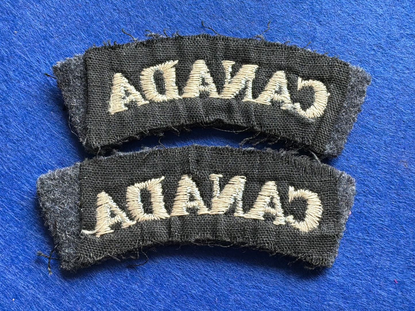 WW2 R.C.A.F cloth ‘CANADA’ shoulder tiles.