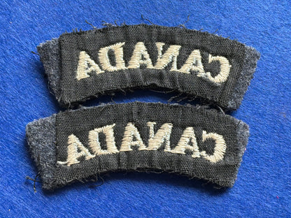 WW2 R.C.A.F cloth ‘CANADA’ shoulder tiles.