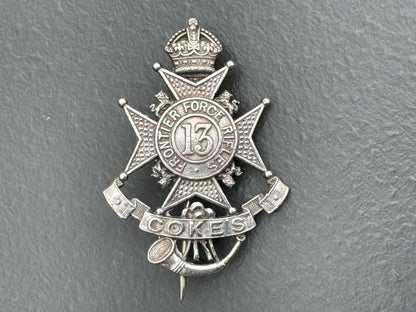 13th Frontier Force Rifles (1st Battalion) cap badge 1922-47, solid silver hallmarked 1924.