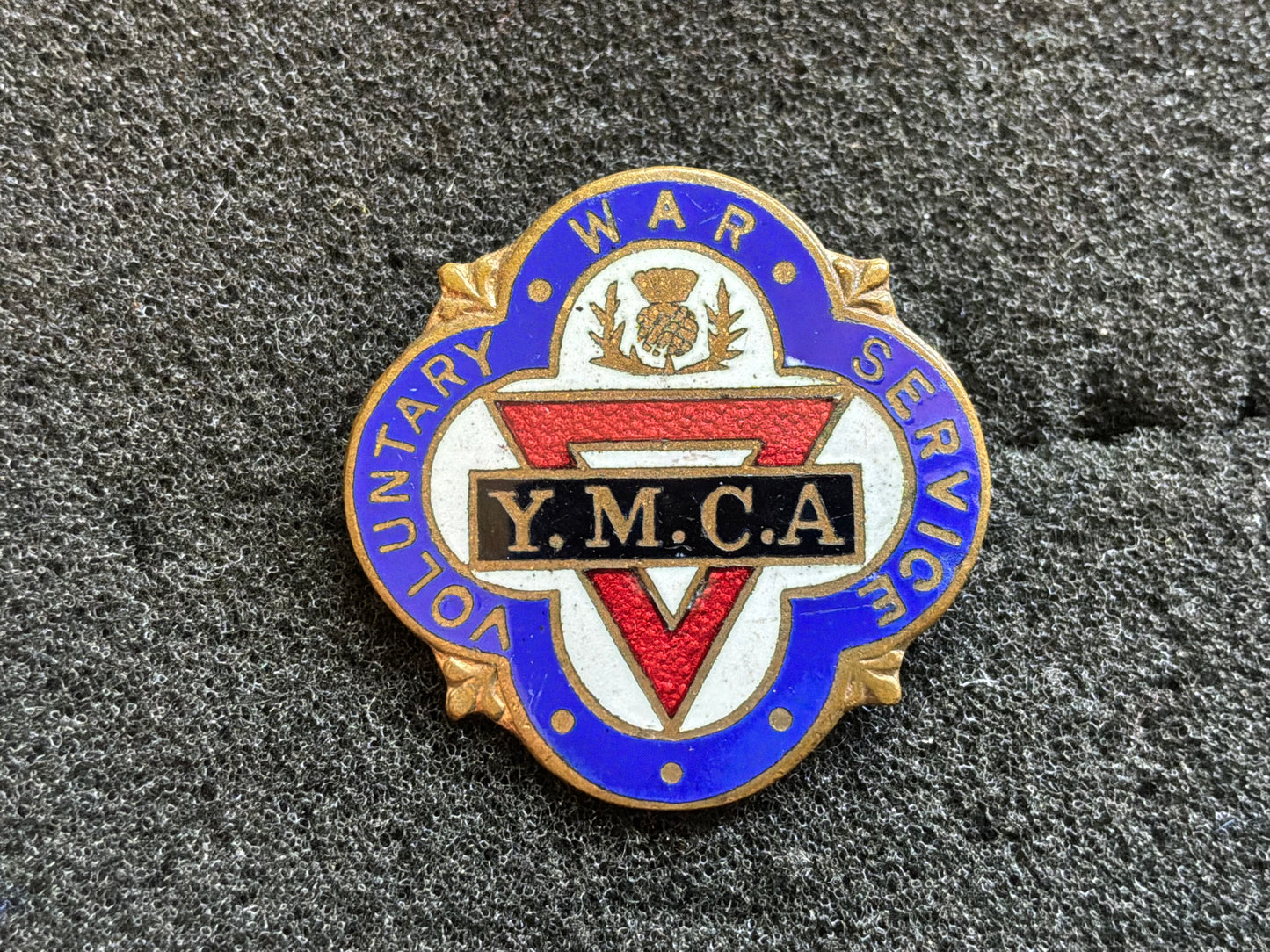 WW2 voluntary War Service badge issued by the Scottish YMCA