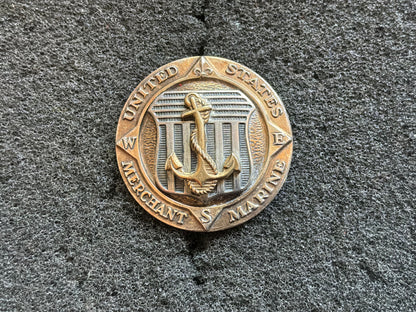WWII-era United States Merchant Marine service lapel badge in sterling.