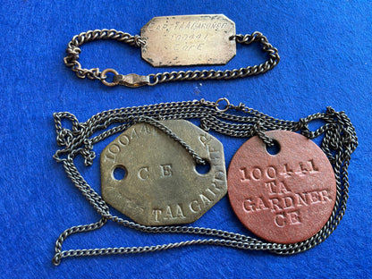 Identity disc set, Captain T.A.A GARNER 1/4th Dorset Regiment
