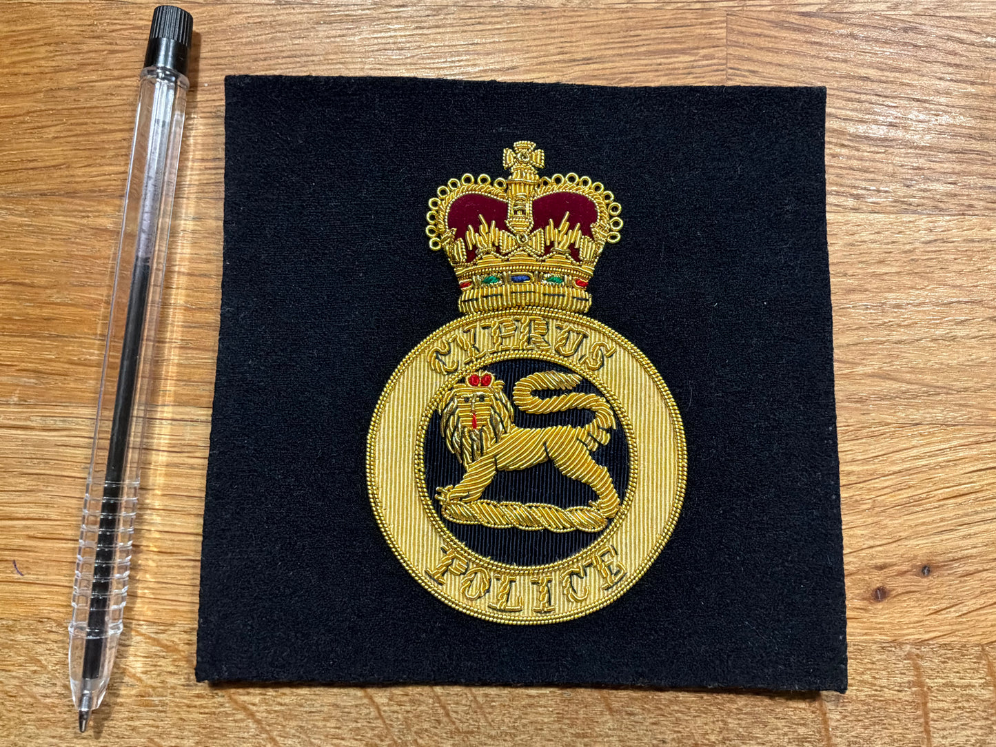Pre 1960 independence Q/C Cyprus Police bullion blazer badge