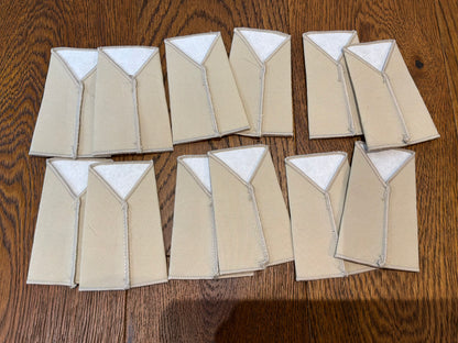 Royal Logistic Corps (RLC) rank slides in desert/tropical tan, subdued embroidery. 6 different rank pairs.