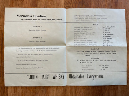 WW1 War medal & Bombay Town hall concert party program to same person.