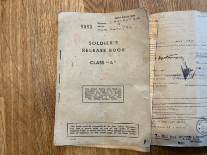 WW2 Royal Sussex Regt, P.O.W from Crete, Stalag 383 release book & medals
