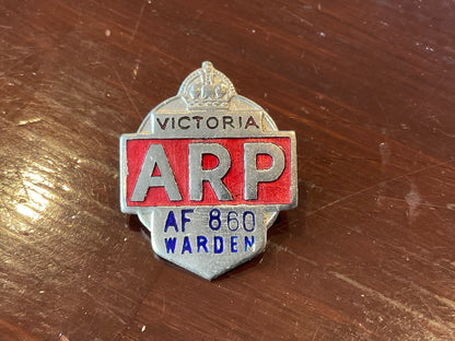 WW2 Australian A.R.P Wardens lapel badge for Victoria state.