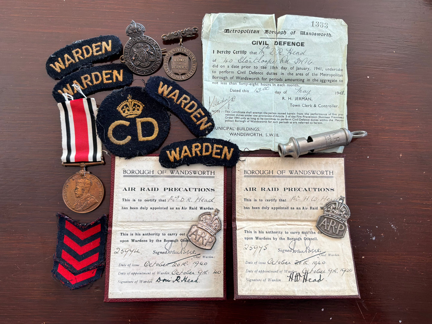 WW1 Specials & WW2 A.R.P London Blitz group to Father, son & wife