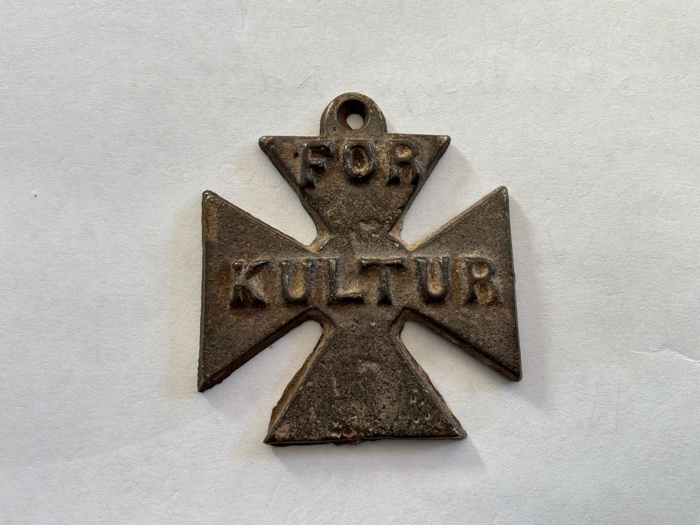 WW1 “Kultur” Cross: Allied Propaganda in medallion in shape of Iron cross.