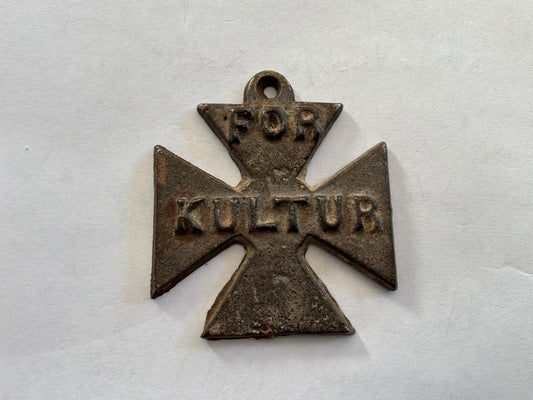 WW1 “Kultur” Cross: Allied Propaganda in medallion in shape of Iron cross.