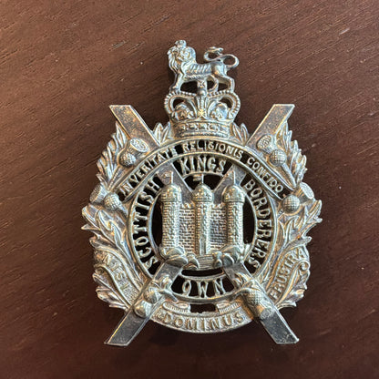 QVC Kings Own Scottish Borderers, Officers fully fretted glengarry cap badge.