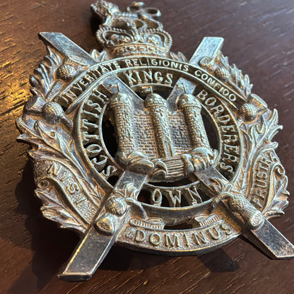 QVC Kings Own Scottish Borderers, Officers fully fretted glengarry cap badge.