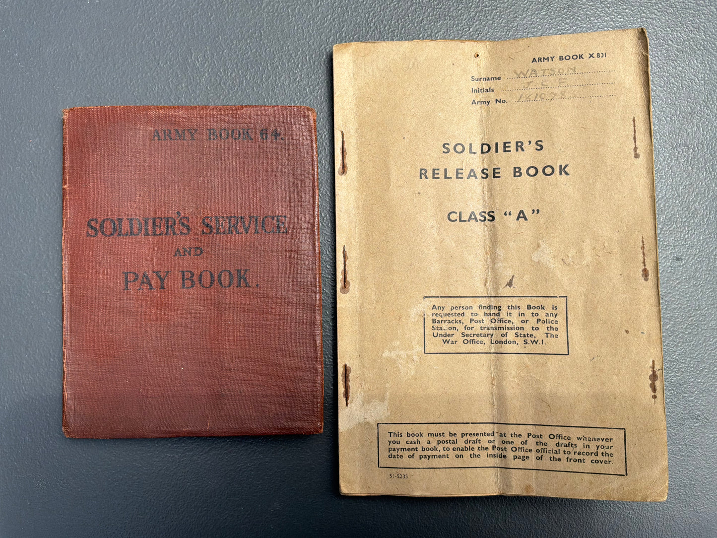 WW2 Army Pay book & Release book, Gunner 136th heavy A.A R.Artillery.