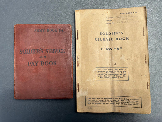 WW2 Army Pay book & Release book, Gunner 136th heavy A.A R.Artillery.