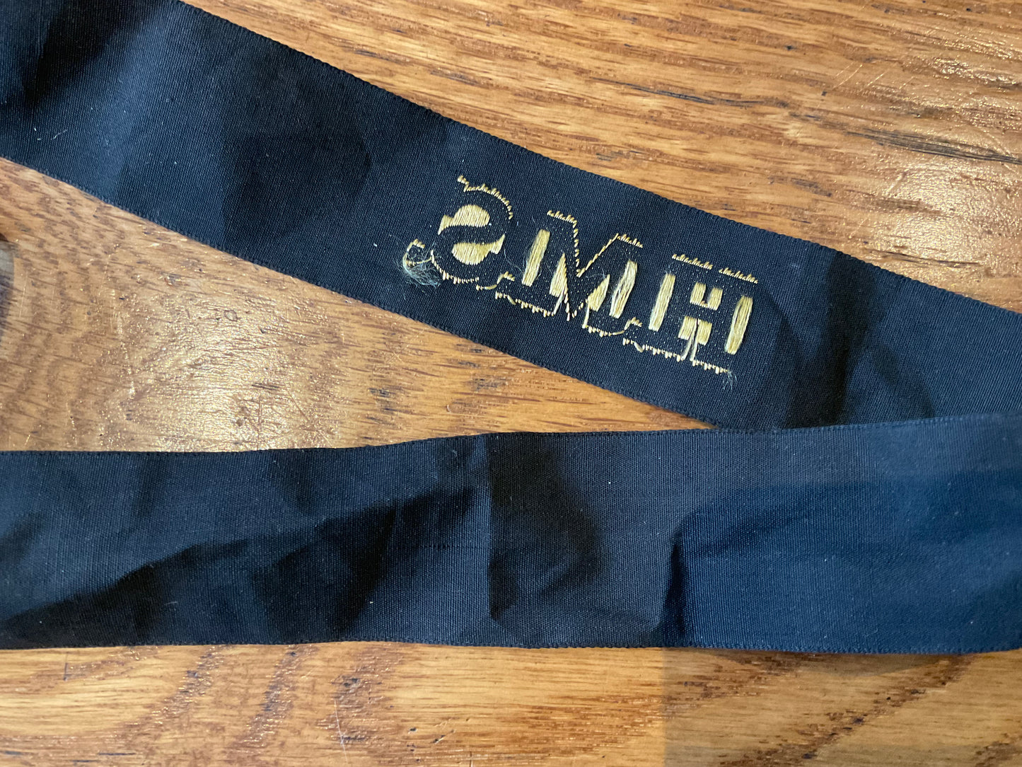 WW2 British Navy H.M.S cap tally (full length)