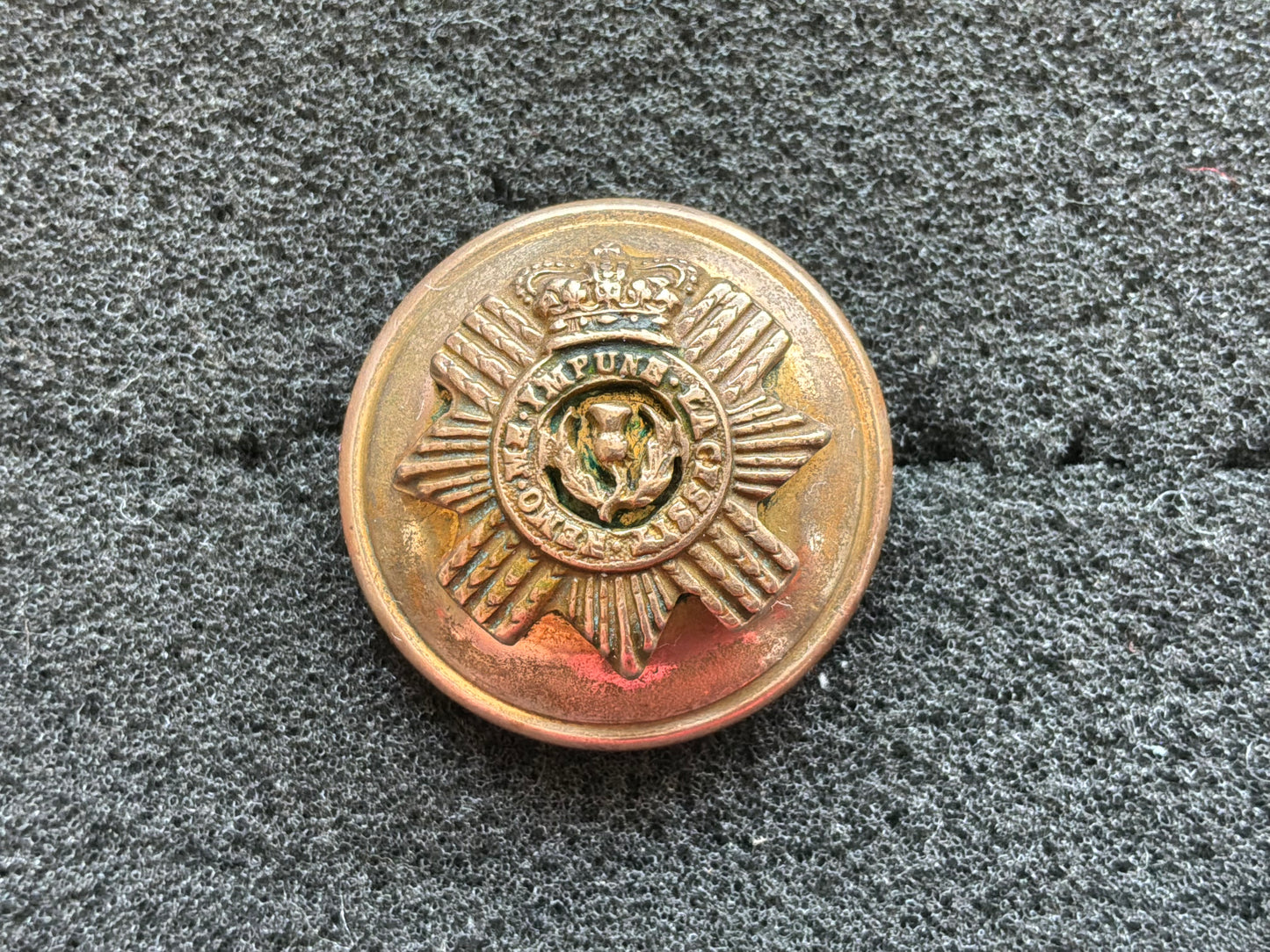 Post 1855 QVC Scots Guards Officers 2 part button.