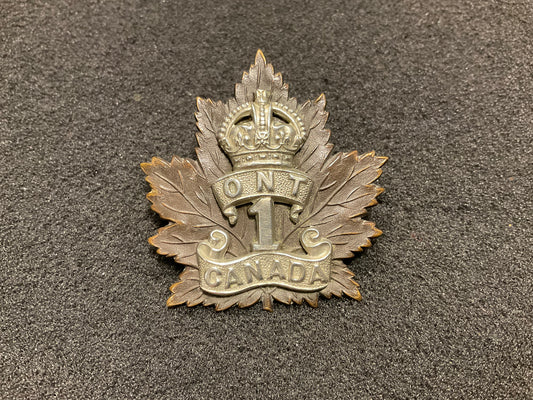 WW1 C.E.F 1st Infantry Battalion ‘Ontario Regt’ cap badge.