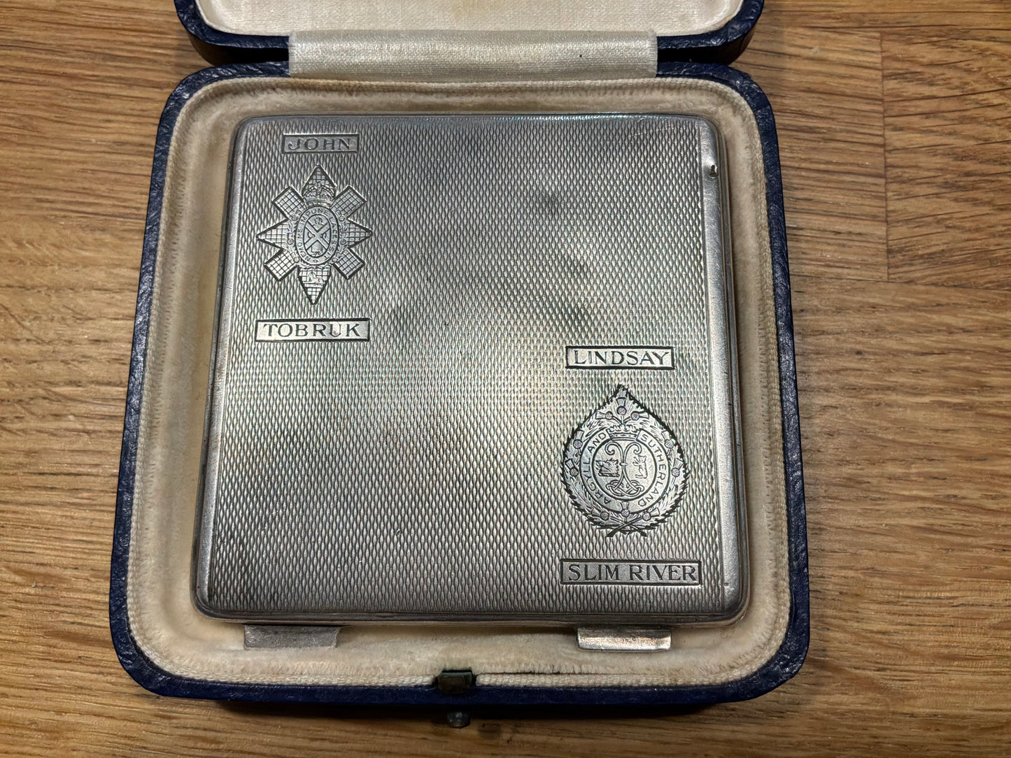 The black Watch Tobruk & Argylls Slim River 1941 Hallmarked silver compact.