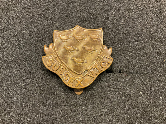 WW1 Sussex V.T.C Brass cap badge.
