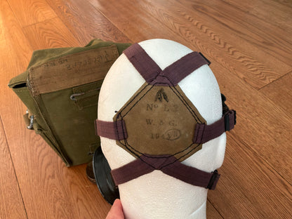 1943 dated Light Weight respirator issued to R.N Submariner John GOSCOMBE.