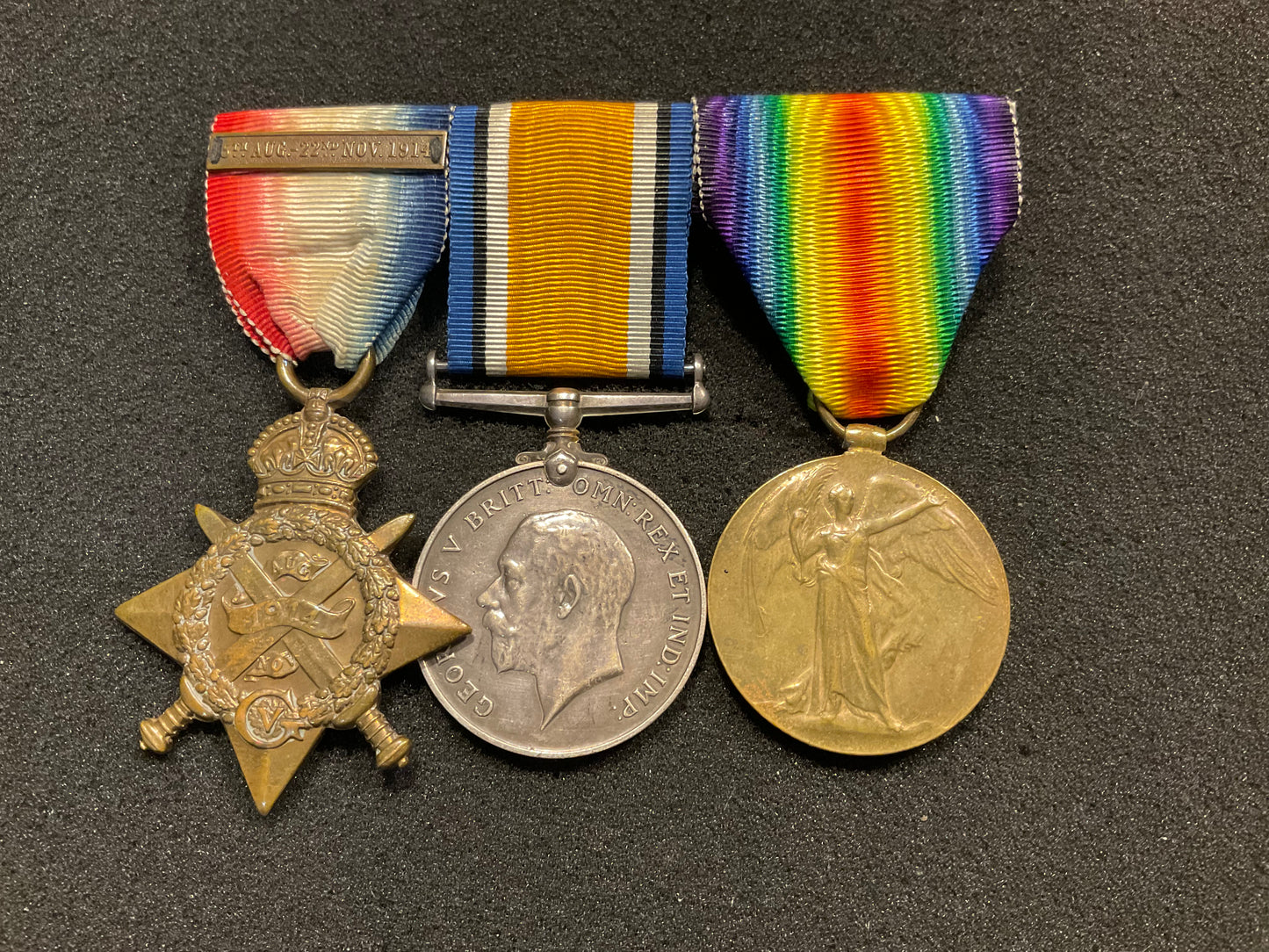1914 Trio & Bar, 8562 Sgt A.GIBBS 2nd Battalion Northamptonshire Regt