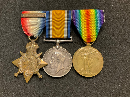 1914 Trio & Bar, 8562 Sgt A.GIBBS 2nd Battalion Northamptonshire Regt