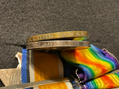 1914 Trio & Bar, 8562 Sgt A.GIBBS 2nd Battalion Northamptonshire Regt