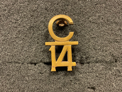 WW1 CEF 14th Infantry Battalion C/14 brass collar badge