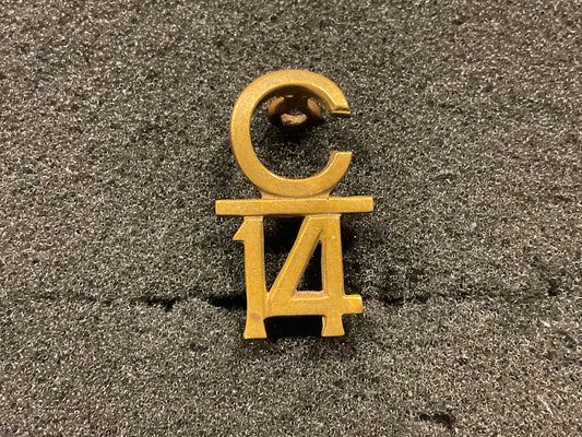 WW1 CEF 14th Infantry Battalion C/14 brass collar badge