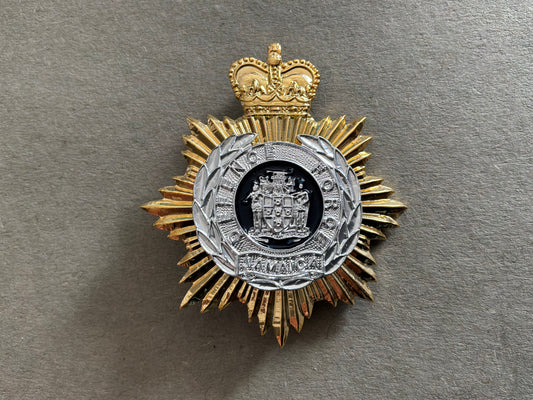 Jamaica Defence Force bi/metal cap badge with brooch back fixing.