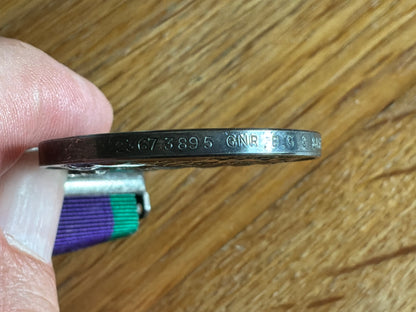 G.S.M with BORNEO bar, correctly marked on rim 23673895 GNR. B.G.C BAKER R.A